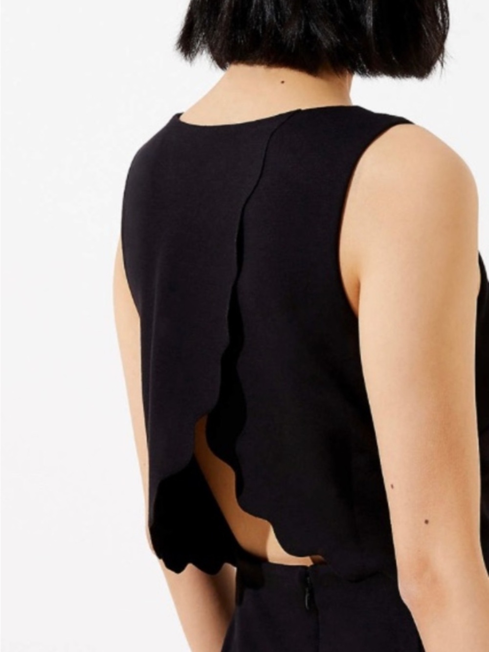 Loft Black Scalloped Open Back Dress
